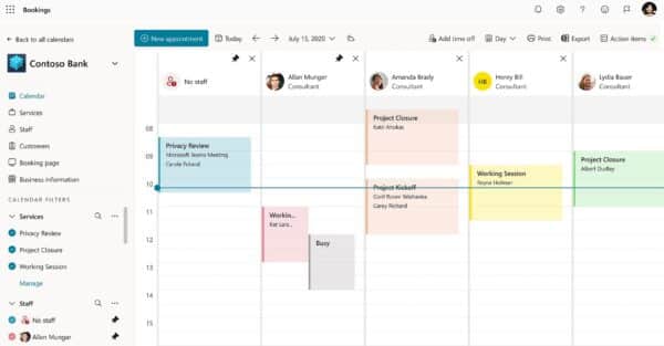 Microsoft Bookings agenda